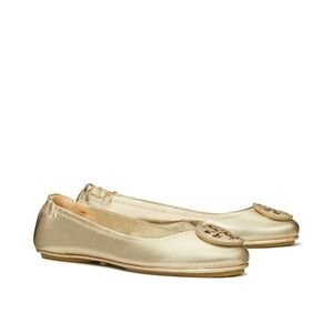 Tory Burch Minnie Travel Ballet in gold size 7.5